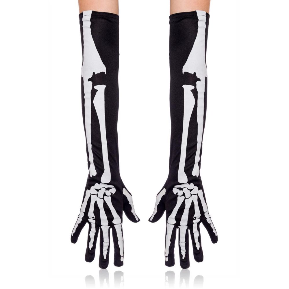 Atixo - Skeleton Kostuum Handschoenen - Zwart/Wit